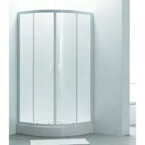 TISZA душова кабіна кутова округла 80 * 80 * 200, на дрібному піддоні 15 см, профіль білий, скло "Zuzmara" 4 мм