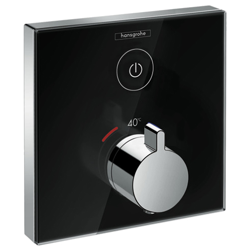 Термостат для одного споживача Hansgrohe ShowerSelect, скляний, СМ, чорний / хром