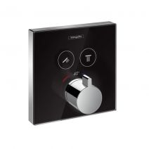 Термостат для двох споживачів Hansgrohe ShowerSelect, скляний, СМ чорний / хром
