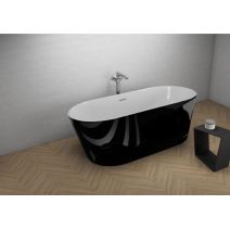 Окремостояча ванна Polimat UZO чорний глянець, 160 x 80 см