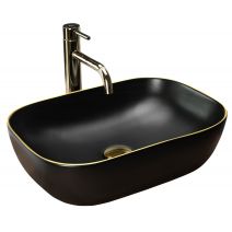 Умивальник (раковина) REA BELINDA BLACK MATT GOLD EDGE накладний