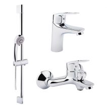 Набор смесителей для ванны 4 в 1 Qtap Set CRM 35-411 (смесители для душа и умывальника, ручной душ, штанга)