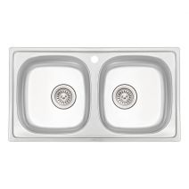 Кухонна мийка з двома чашами Qtap 7843-B 0,8 мм Micro Decor (QT7843BMICDEC08)