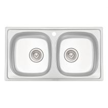 Кухонная мойка с двумя чашами Qtap 7843-B 0,8 мм Micro Decor (QT7843BMICDEC08)