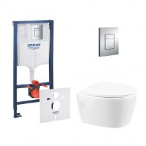 Набір інсталяція 4 в 1 Grohe Rapid SL 38772001 + унітаз з сидінням Qtap Leo QT11331002ERW