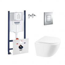 Набір інсталяція 4 в 1 Grohe Rapid SL 3884000G + унітаз із сидінням Qtap Robin QT1333046ERW