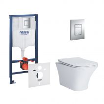 Набір інсталяція 4 в 1 Grohe Rapid SL 38772001 + унітаз з сидінням Qtap Presto QT24332615EW