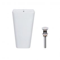 Комплект Qtap Tern: Раковина напольная моноблок 440х380х830 мм White + Донный клапан PU02O