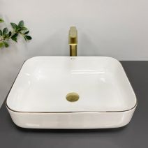 Умивальник (раковина) VBI PALERMO WHITE ROSE GOLD EDGE накладний Умивальник (раковина) VBI PALERMO WHITE ROSE GOLD EDGE накладний