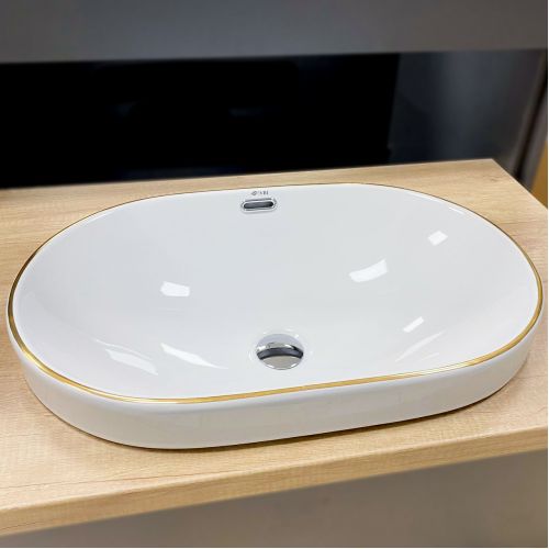 Умивальник (раковина) VBI GAETA WHITE GOLD EDGE врізний