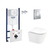 Набір інсталяція 4 в 1 Grohe Rapid SL 3884000G + унітаз із сидінням Qtap Scorpio QT1433053ERW