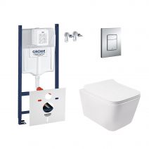 Набір інсталяція 4 в 1 Grohe Rapid SL 3884000G + унітаз із сидінням Qtap Crow QT05335170W