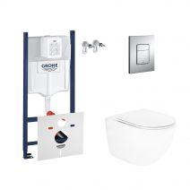 Набір інсталяція 4 в 1 Grohe Rapid SL 3884000G + унітаз із сидінням Qtap Robin QT13332141ERW