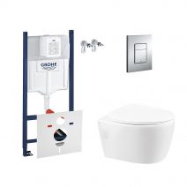 Набір інсталяція 4 в 1 Grohe Rapid SL 3884000G + унітаз із сидінням Qtap Leo QT11331002ERW