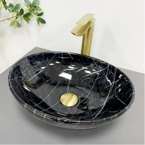 Умивальник (раковина) VBI PARMA BLACK STONE GLOSSY накладний