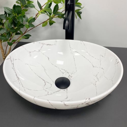 Умивальник (раковина) VBI PARMA WHITE STONE GLOSSY накладний Умивальник (раковина) VBI PARMA WHITE STONE GLOSSY накладний