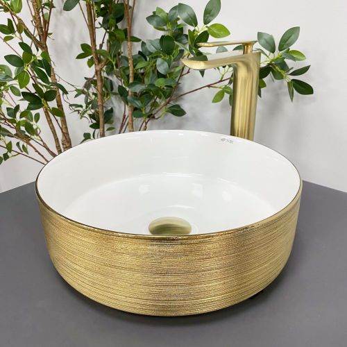 Умивальник (раковина) VBI PRATO BRUSH GOLD WHITE накладний Умивальник (раковина) VBI PRATO BRUSH GOLD WHITE накладний