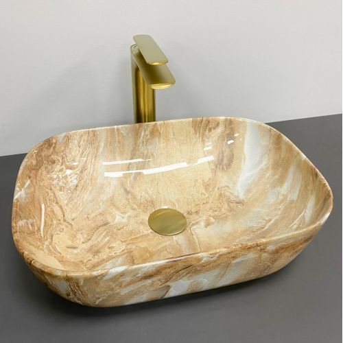 Умывальник (раковина) VBI RAVENNA BROWN ONYX GLOSSY накладной