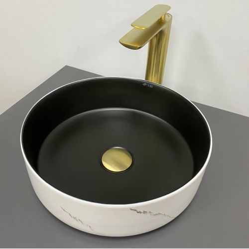 Умивальник (раковина) VBI PRATO WHITE BLACK MARBLE MATT накладний Умивальник (раковина) VBI PRATO WHITE BLACK MARBLE MATT накладний