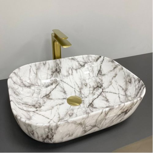 Умивальник (раковина) VBI BERGAMO BLACK STAINS GLOSSY накладний