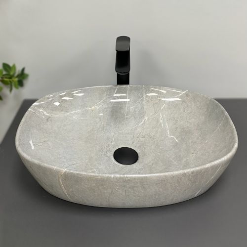 Умивальник (раковина) VBI OLBIA GREY STONE GLOSSY накладний