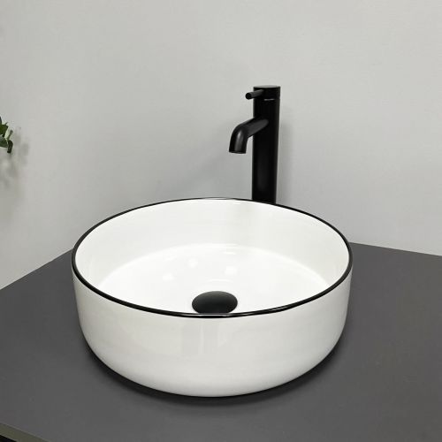 Умивальник (раковина) VBI PRATO WHITE BLACK EDGE накладний