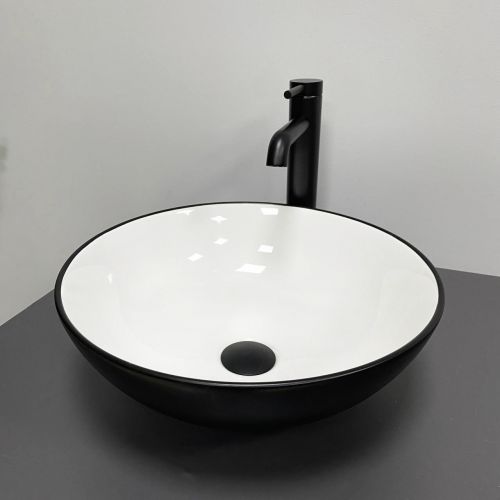 Умивальник (раковина) VBI AMALFI BLACK WHITE накладний Умивальник (раковина) VBI AMALFI BLACK WHITE накладний