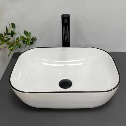 Умывальник (раковина) VBI RAVENNA WHITE BLACK EDGE накладной Умывальник (раковина) VBI RAVENNA WHITE BLACK EDGE накладной