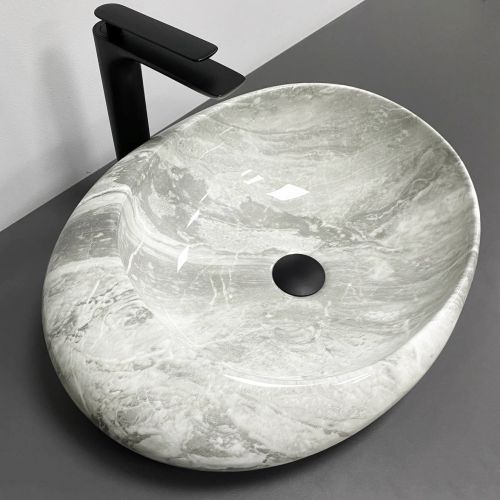 Умивальник (раковина) VBI RICCIA LIGHT STONE GLOSSY накладний