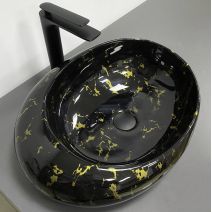 Умивальник (раковина) VBI RICCIA BLACK MARMO GLOSSY накладний Умивальник (раковина) VBI RICCIA BLACK MARMO GLOSSY накладний