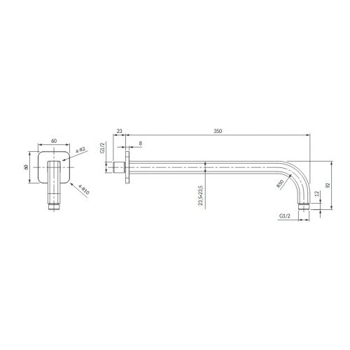 кронштейн для верхнего душа Omnires graphite 35 cm (RA15GR)