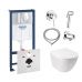 Комплект инсталляция Grohe Rapid SL 38721001 + унитаз с сиденьем Qtap Jay QT07335176W + набор для гигиенического душа