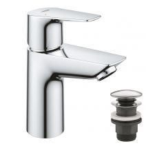 BauEdge New Смеситель однорычажный для раковины S-Size + нажимной донный клапан (23895001)