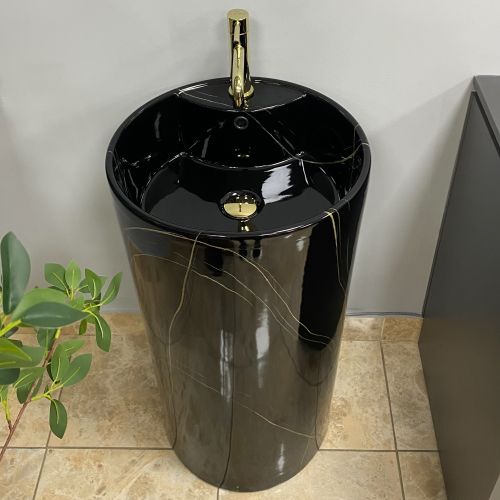 Умивальник (раковина) VBI BOLONIA M BLACK MARBLE підлоговий