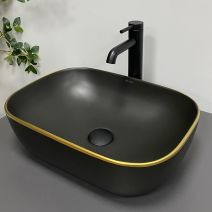 Умивальник (раковина) VBI RAVENNA BLACK MATT GOLD EDGE накладний