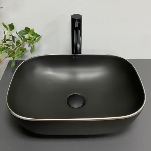 Умивальник (раковина) VBI RAVENNA BLACK MATT SILVER EDGE накладний