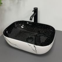 Умивальник (раковина) VBI RAVENNA WHITE BLACK MARMO накладний