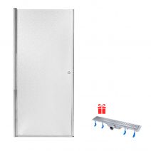 Набір Qtap двері в нішу Presto CRM208.P5 80х185 см, скло Pear 5 мм + трап лінійний Dry FB304-600 л