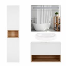 Комплект меблів для ванної кімнати Qtap Robin тумба + раковина + дзеркальна шафа + пенал QT044RO42980